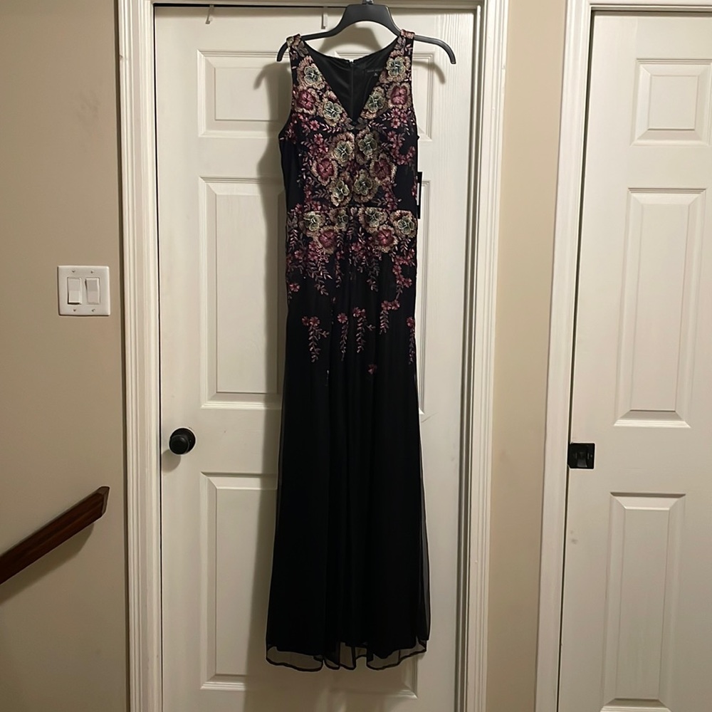 David Meister Black/Purple Floral Dress